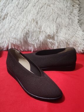 Eileen Fisher Heaven Stretch slip on Wedge Comfort Knit Flats in Dark Brown